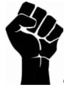 black fist raised up